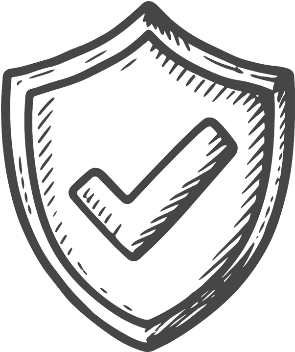 Illustration eines Schildes mit Haken als Symbol für Verlässlichkeit