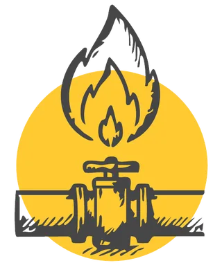 Illustration Erdgas: Gasleitung mit Flamme
