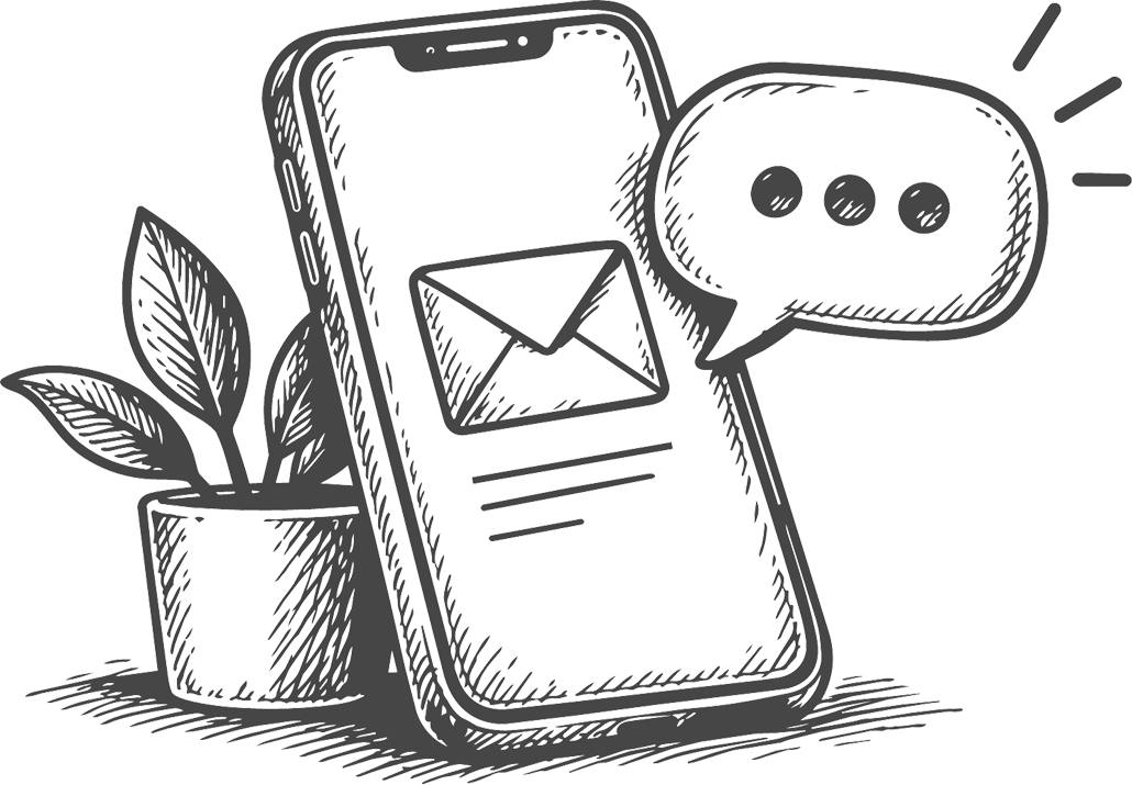 Illustration eines Smartphones mit Nachricht – Kontakt zur EVSE
